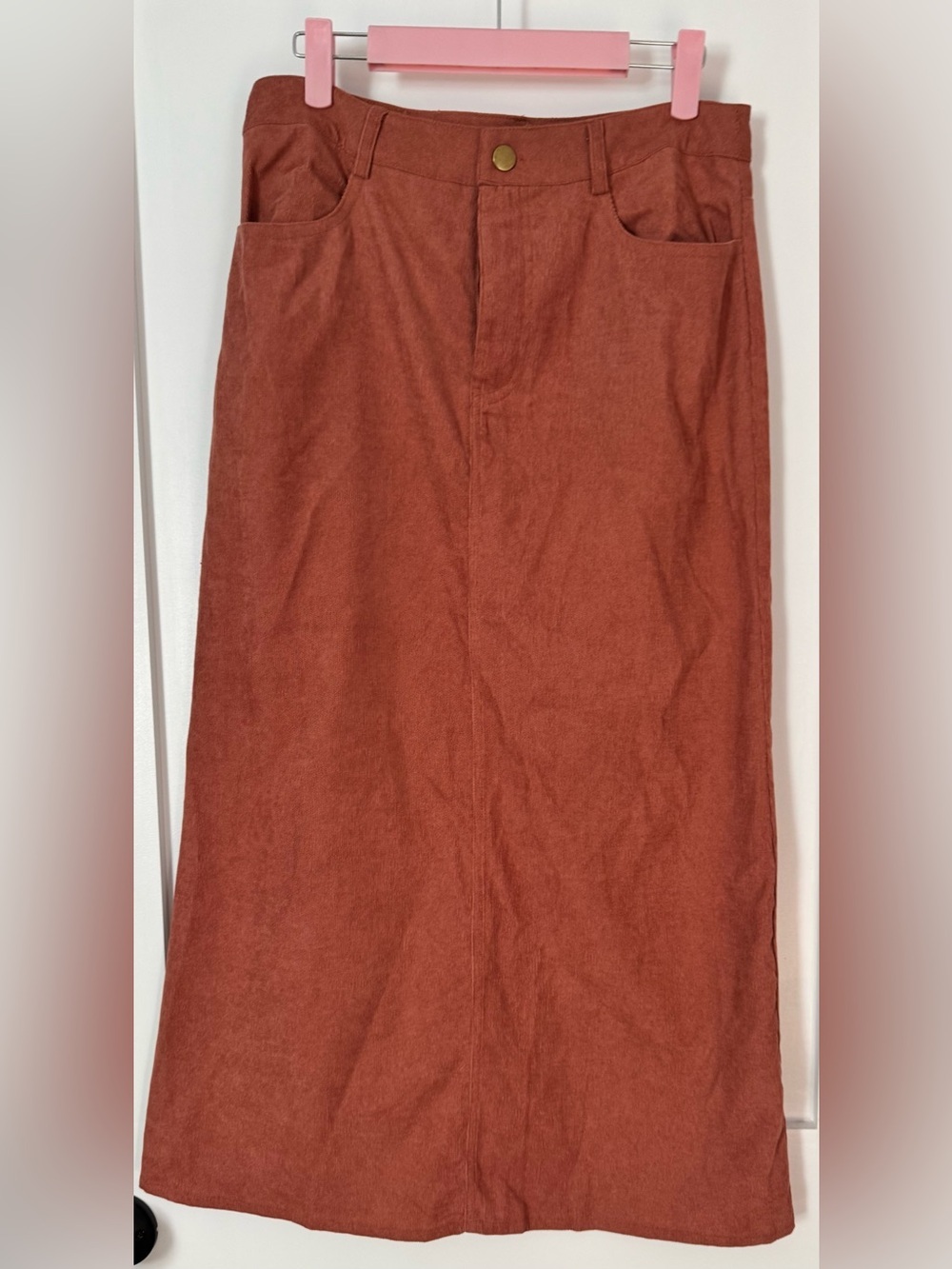 Bobbles & Lace Corduroy Skirt in Warm Terracotta
